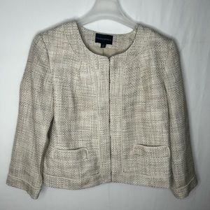 Banana Republic Tweed Blazer Suit Jacket White Pastel Green.  Plus Size 14